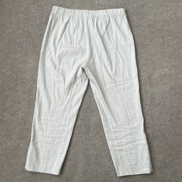 J Jill Pants Womens Medium Petite Light Grey Cropped Linen Stretch Button Detail - Picture 11 of 13
